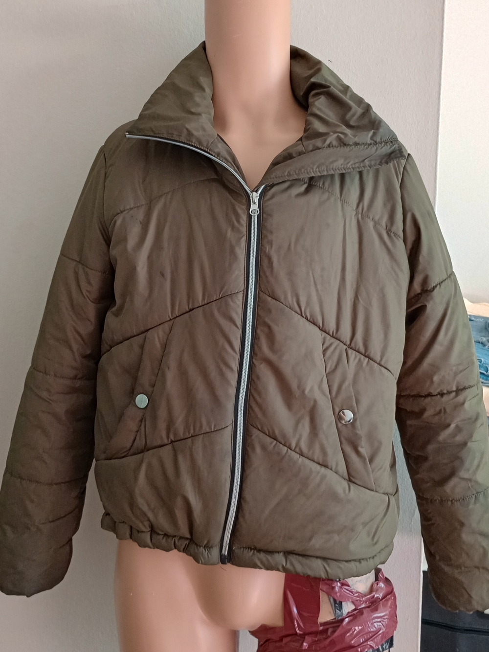 Me Jane Olive Quilted Lined Jacket